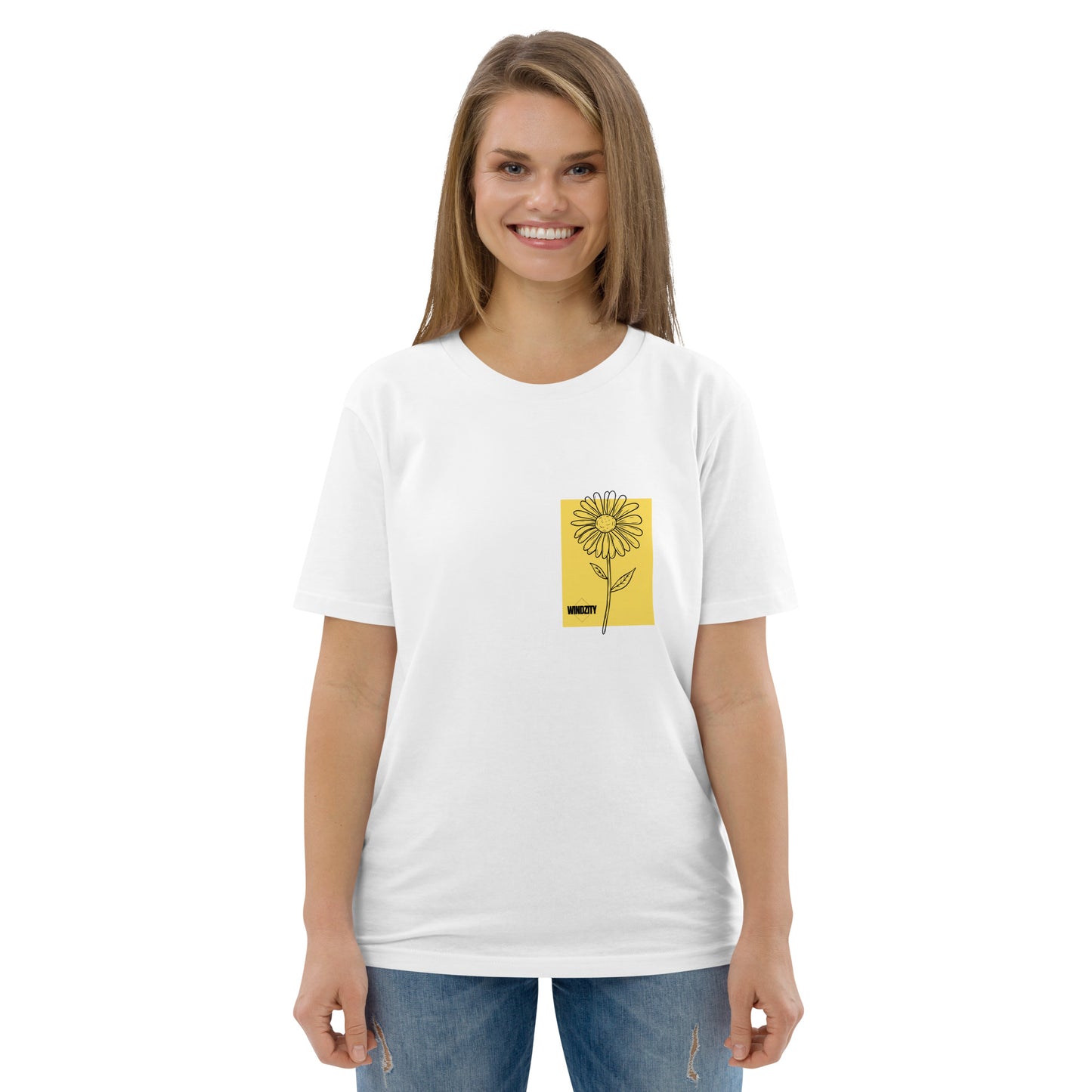 Camiseta de algodón orgánico unisex Flor Margarita